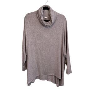 Caslon Tunic Womens 2X Gray Stretch Cowl Neck Dolman Sleeve Asymmetrical Hem Top